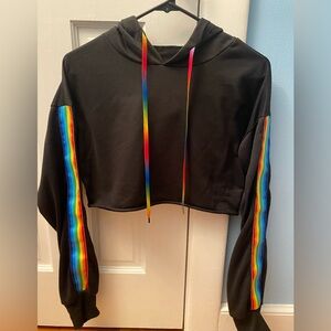 Amazon WDIRARA Women's Drawstring Crop Hooded Sweatshirt